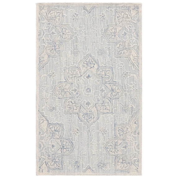 SAFAVIEH Trace Mia Medallion Area Rug, Light Blue/Ivory, 4' x 6'