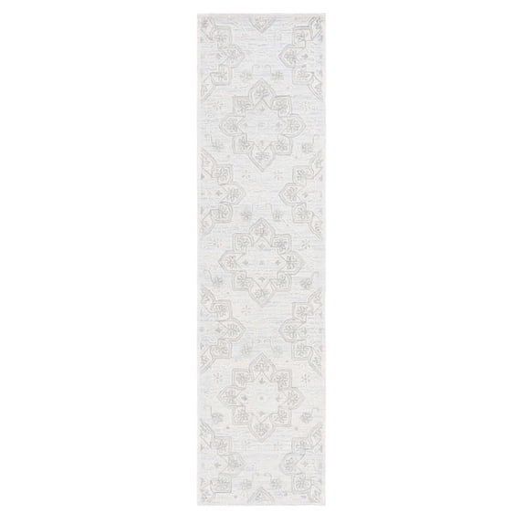 SAFAVIEH Trace Mia Medallion Runner Rug, Grey/Ivory, 2'3" x 9'