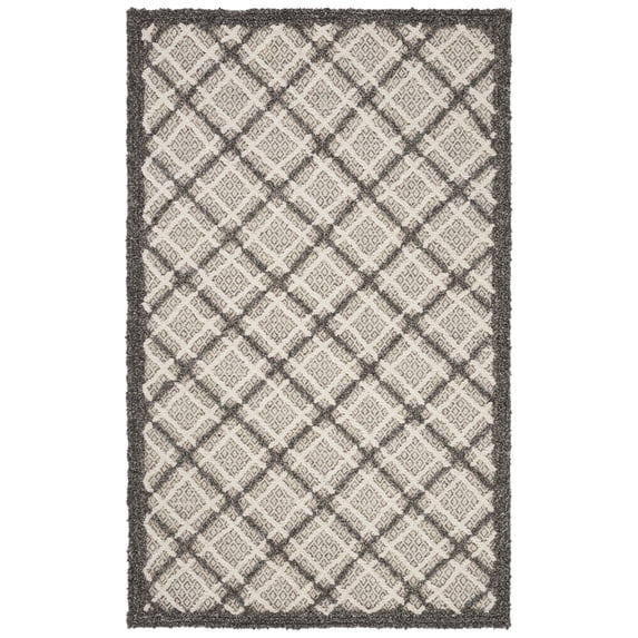 SAFAVIEH Trace Millicent Geometric Wool Area Rug, Dark Grey/Light Grey, 2'3" x 4'