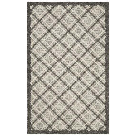 SAFAVIEH Trace Millicent Geometric Wool Area Rug, Dark Grey/Light Grey, 4' x 6'