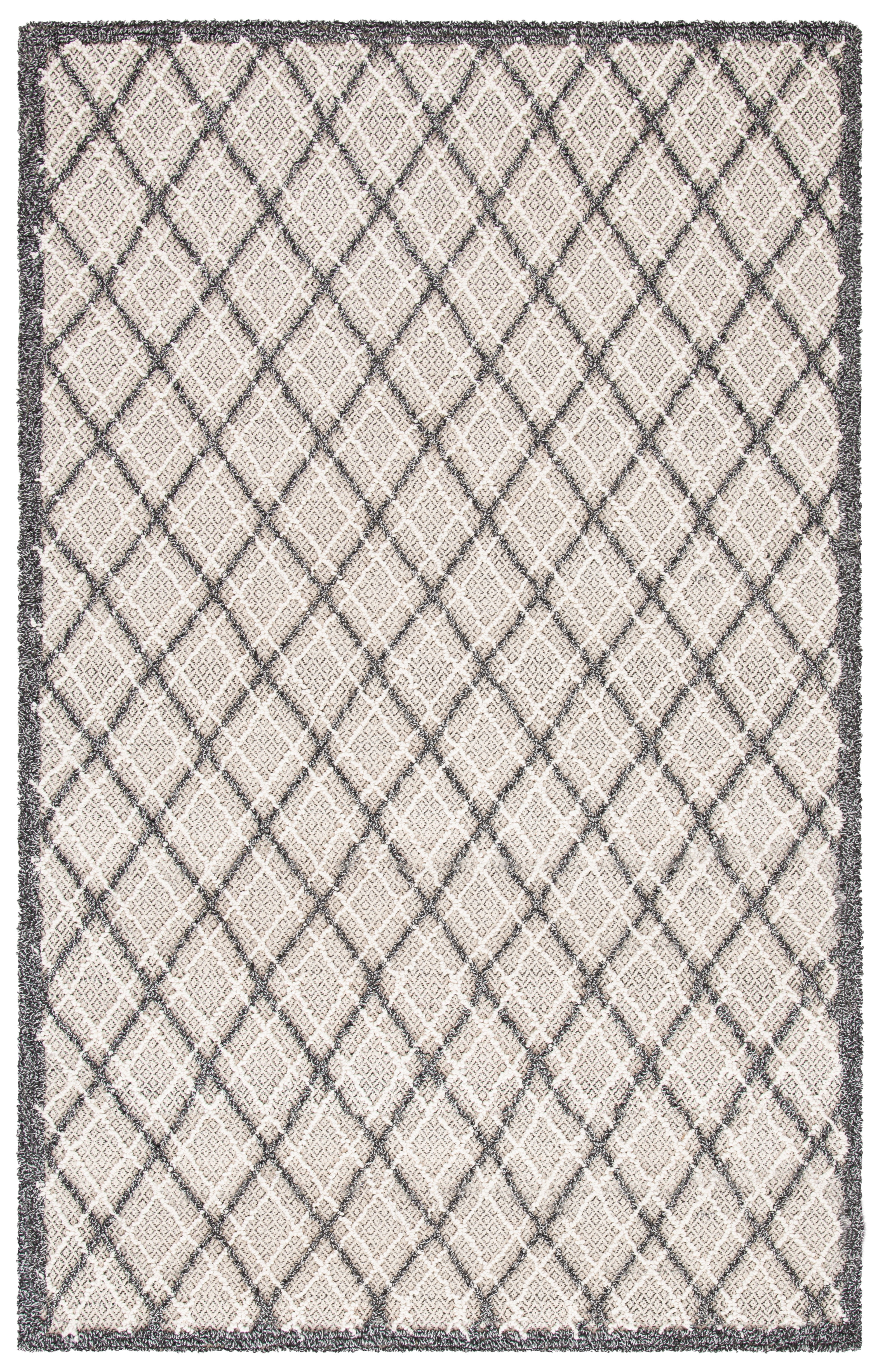 Elegant Hand-Tufted Woolen Area Rug in Dark Grey/Light Grey, 5' x 8'