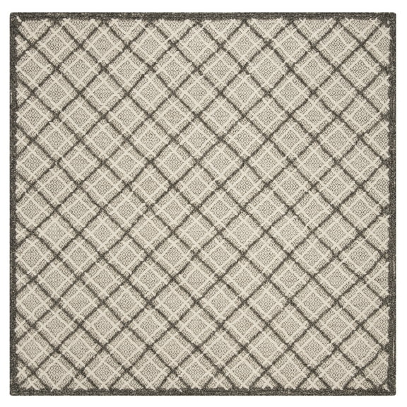 SAFAVIEH Trace Millicent Geometric Wool Area Rug, Dark Grey/Light Grey, 6' x 6' Square