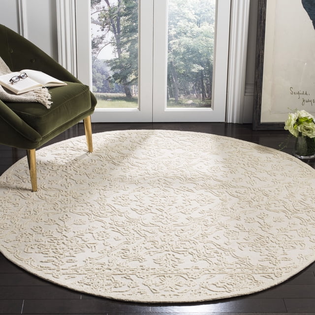 Molly Clock Rug Show SAFAVIEH Trace Molly Geometric Wool Area Rug, Ivory, 6' x 6' Round ...