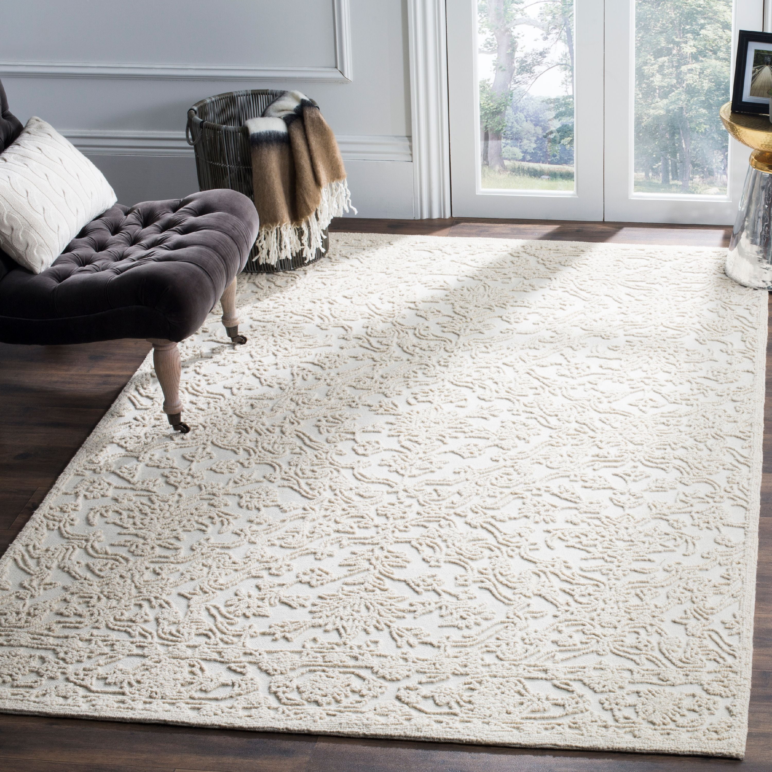 SAFAVIEH Trace Molly Geometric Wool Area Rug Ivory 6 x 6 Square Walmart