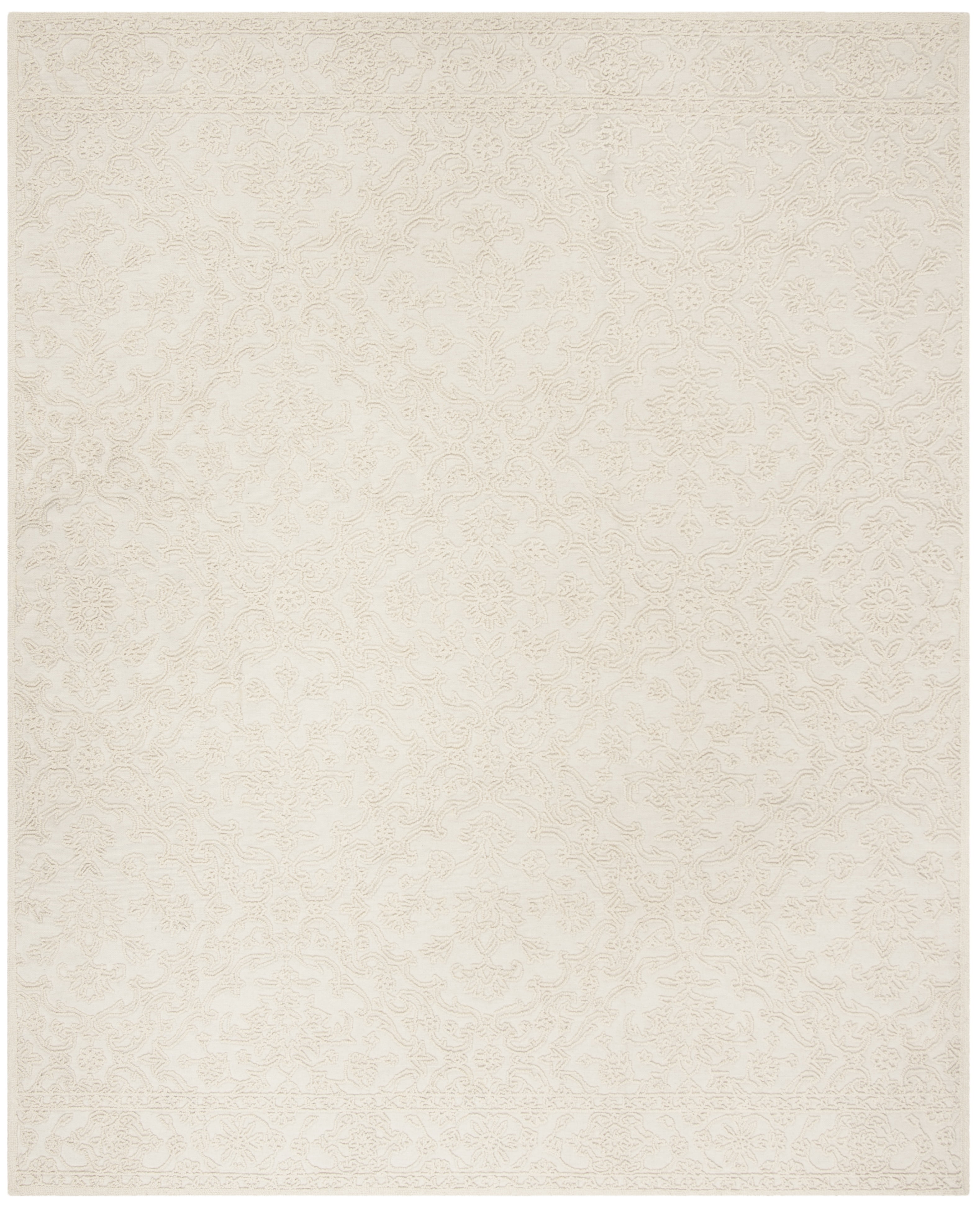 Ivory Hand-Tufted Wool 10' x 14' Rectangular Area Rug