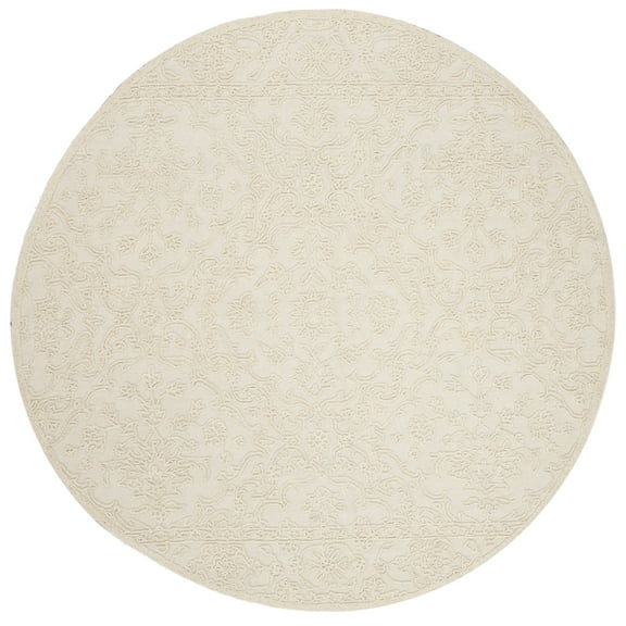 SAFAVIEH Trace Molly Solid Area Rug, Ivory, 4' x 4' Round