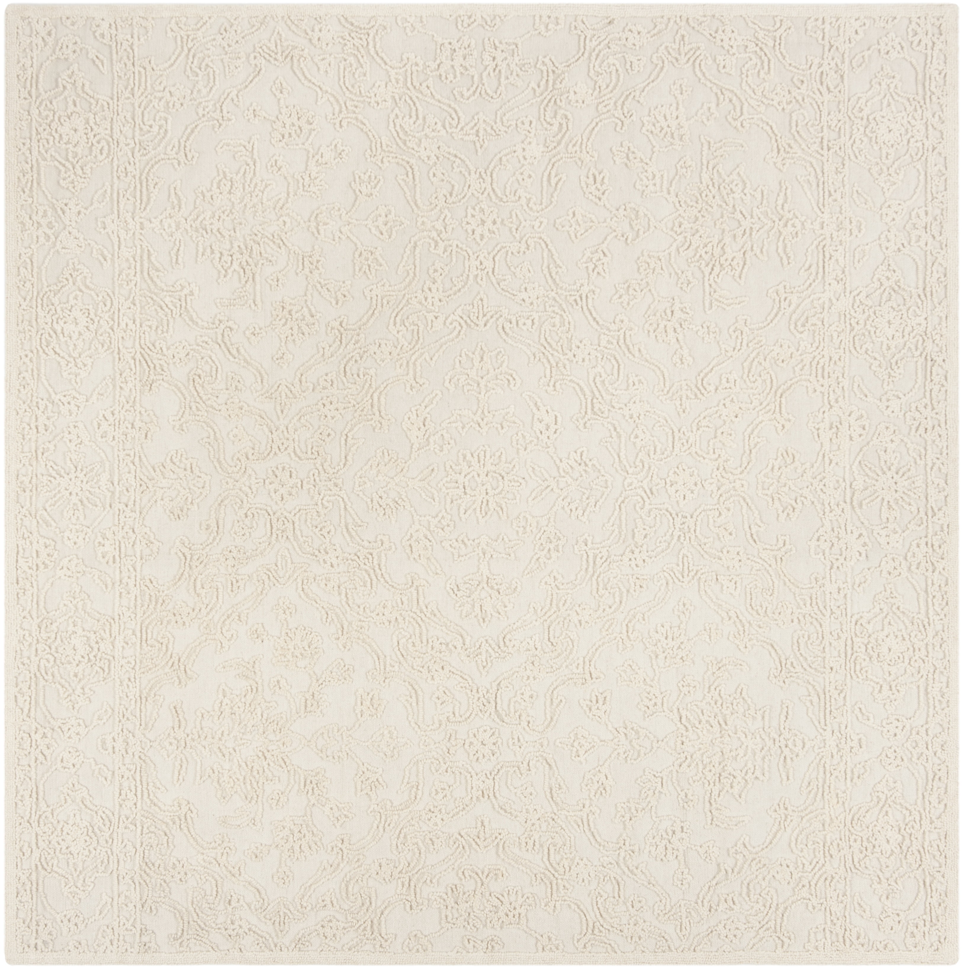 SAFAVIEH Trace Molly Solid Area Rug, Ivory, 4' x 4' Square