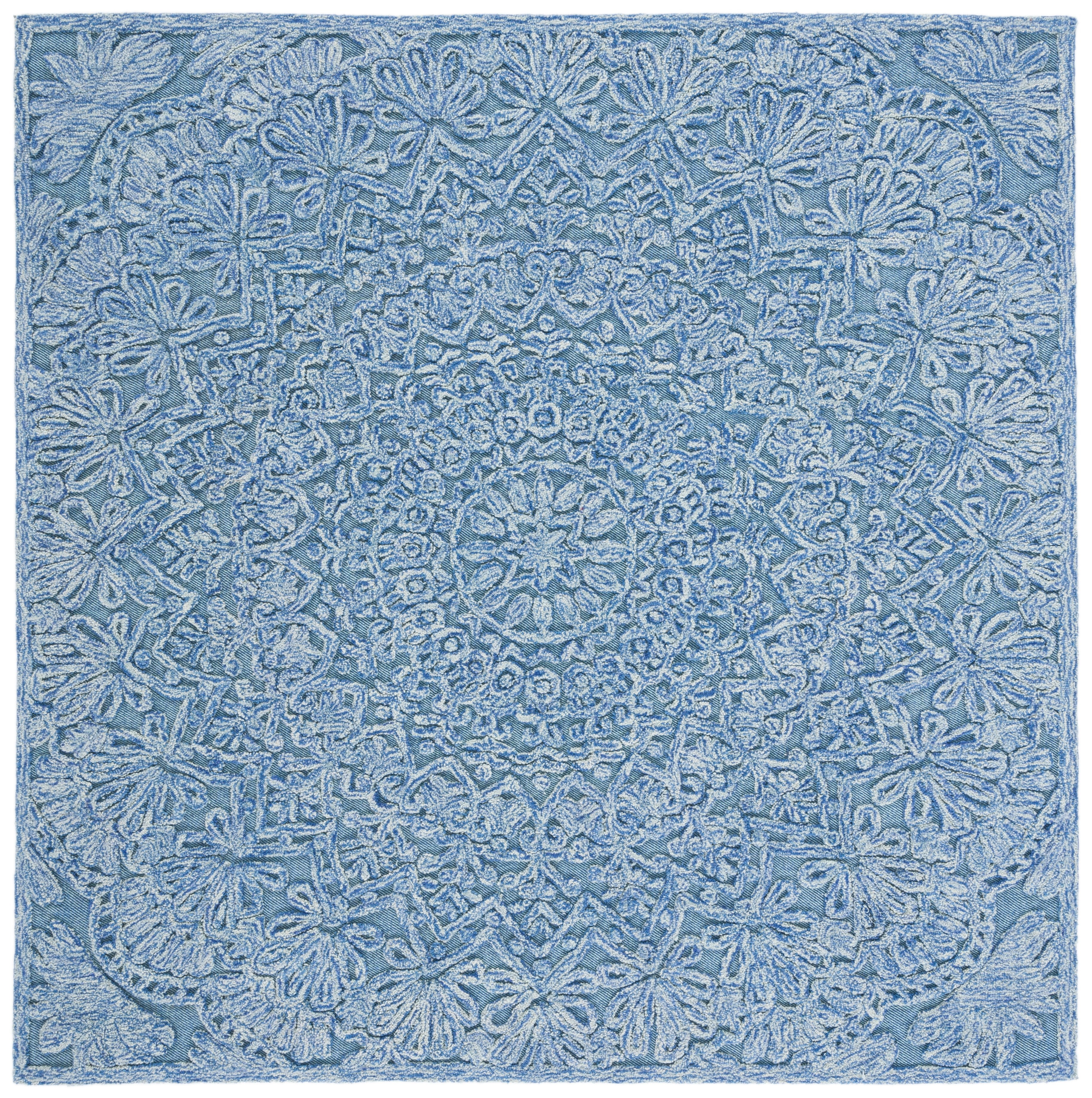 SAFAVIEH Trace Montague Medallion Area Rug, Blue/Light Green, 6' x 6' Square