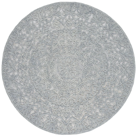 SAFAVIEH Trace Montague Medallion Area Rug, Light Grey, 6' x 6' Round