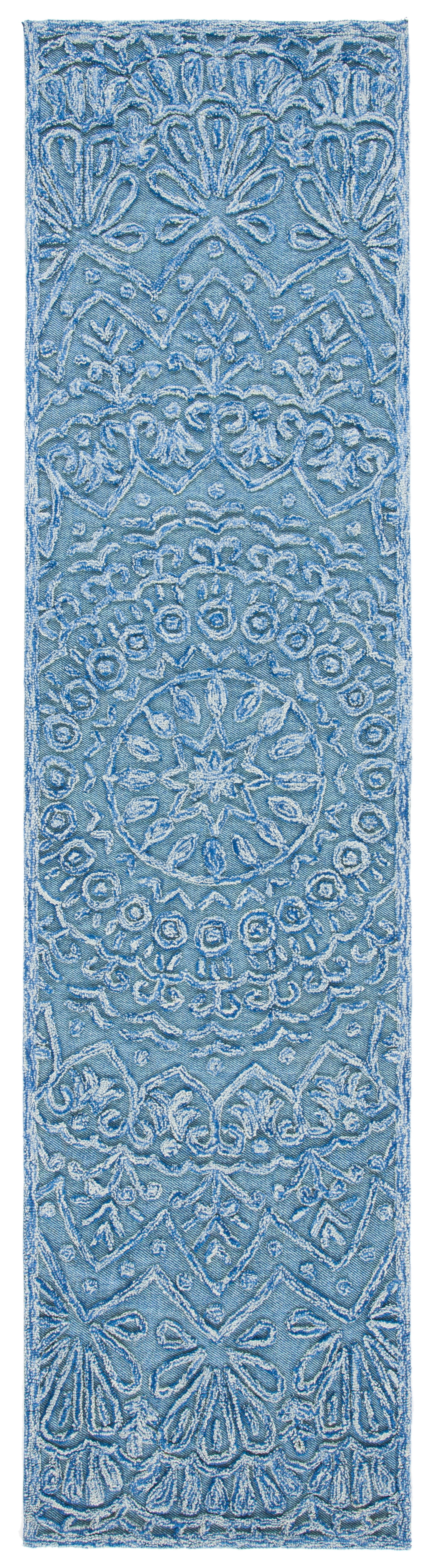 SAFAVIEH Trace Montague Medallion Runner Rug, Blue/Light Green, 2'3" x 9'