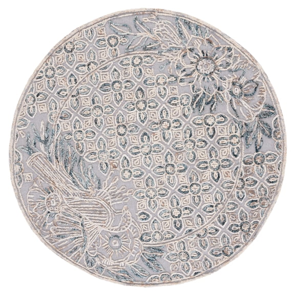 SAFAVIEH Trace Sefton Oriental Area Rug, Grey/Beige, 6' x 6' Round