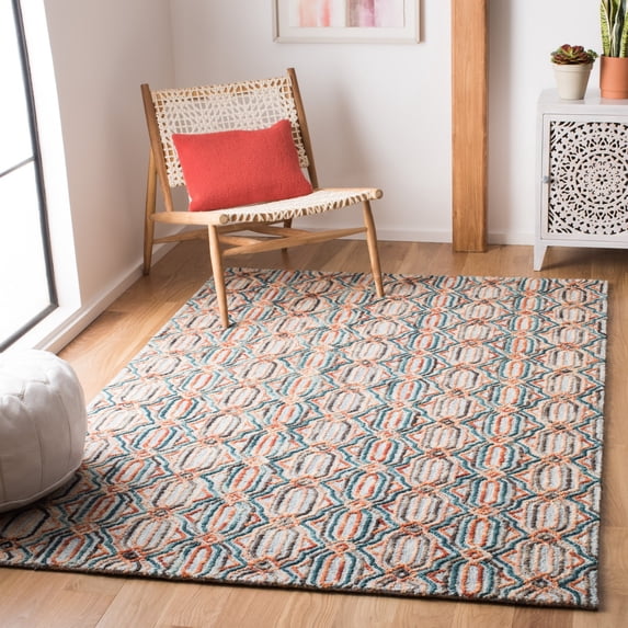 SAFAVIEH Trace Shavonne Geometric Trellis Wool Runner Rug, Light Blue/Blue, 2'3" x 8'