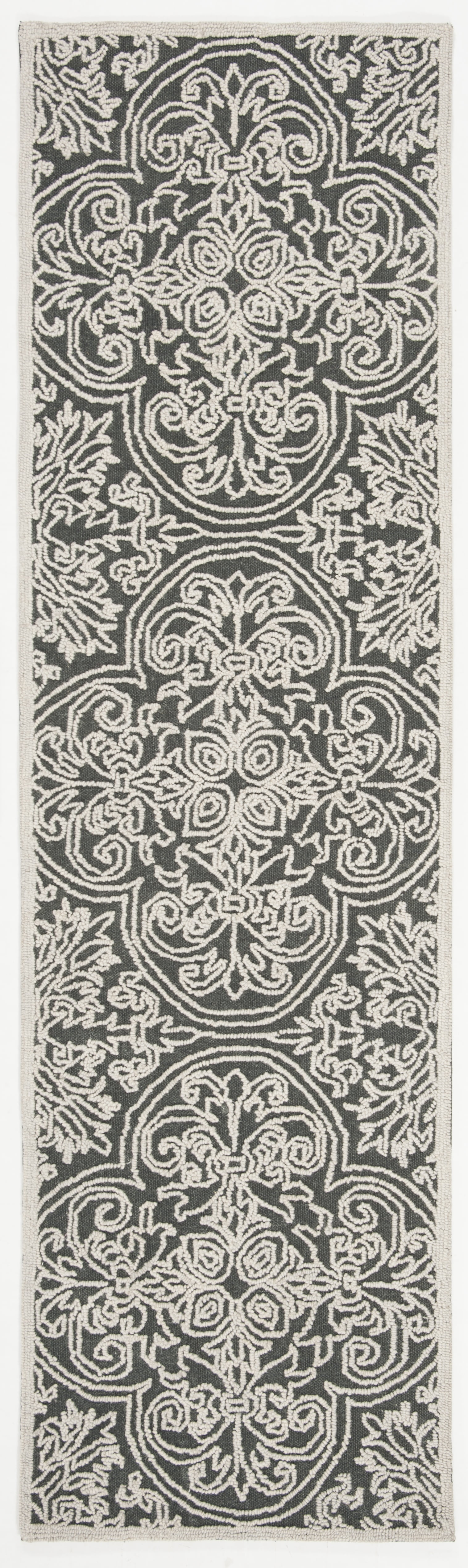 Elegant Trace Hand-Tufted Wool Runner Rug in Dark Grey & Light Grey