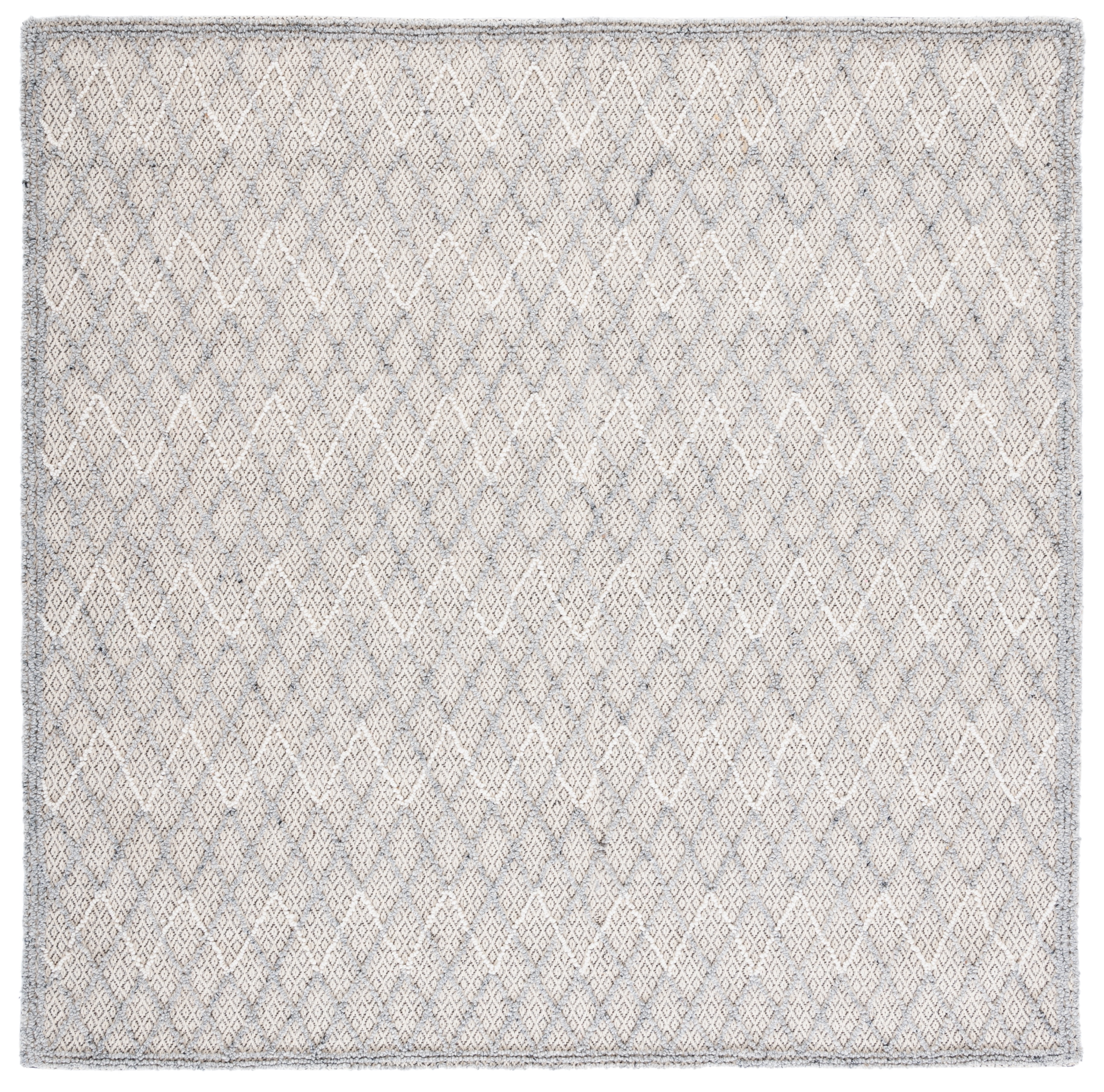 Hand-Tufted Blue and Black Wool Square Area Rug, 6'x6'