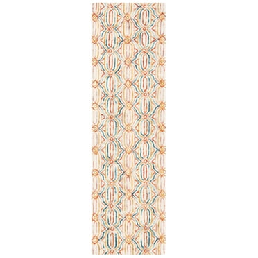 SAFAVIEH Trace Shavonne Geometric Runner Rug, Ivory/Navy, 2'3" x 8'