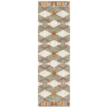 SAFAVIEH Trace Adrasteia Geometric Runner Rug, Blue/Ivory, 2'3" x 6'