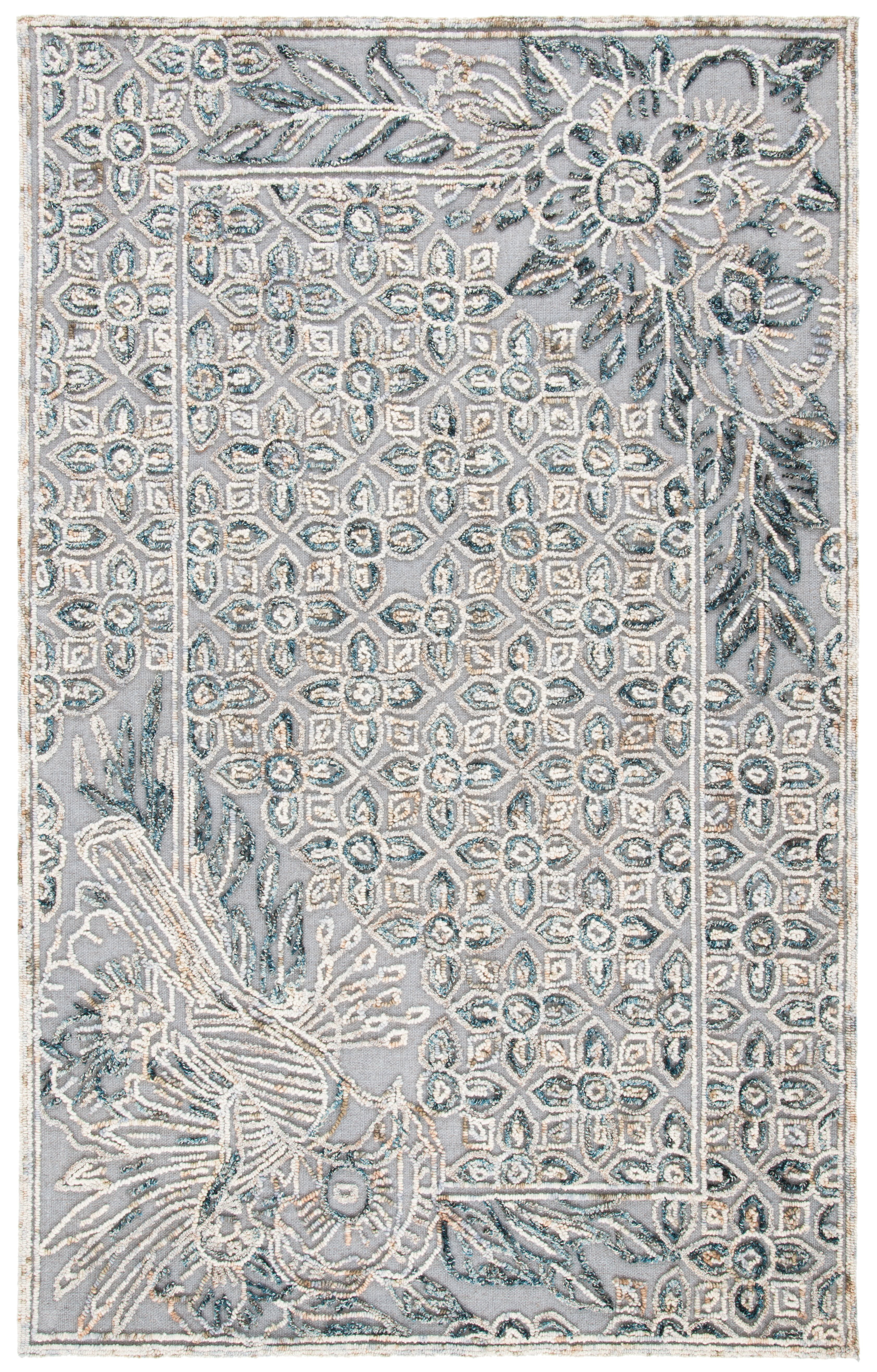 Hand-Tufted Grey and Beige Wool Rectangular Area Rug