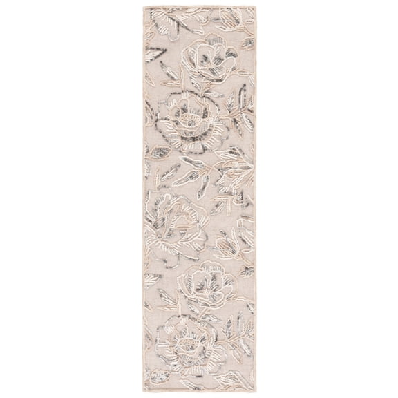 SAFAVIEH Trace Hoyt Floral Runner Rug, Beige/Grey, 2'3" x 8'