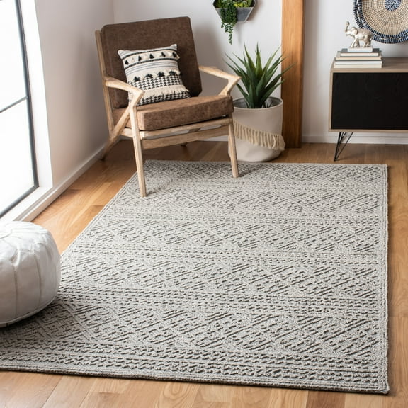SAFAVIEH Trace Willoughby Geometric Striped Area Rug, Grey/Beige, 5' x 8'