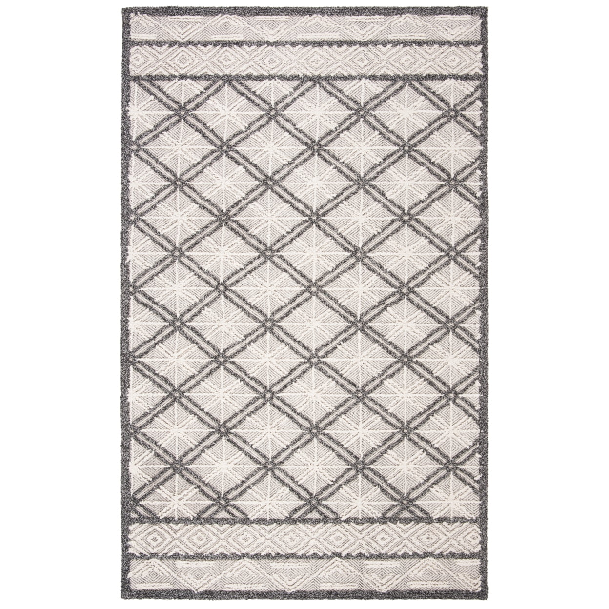 Gray and Beige Hand-Tufted Wool and Viscose 4' x 6' Area Rug