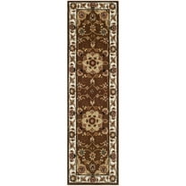 SAFAVIEH Traditions Bernadine Floral Bordered Wool Runner Rug, Tan/Ivory, 2'3" x 12'