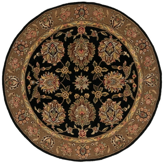 SAFAVIEH Traditions Tokora Floral Area Rug, Black/Gold, 8' x 8' Round