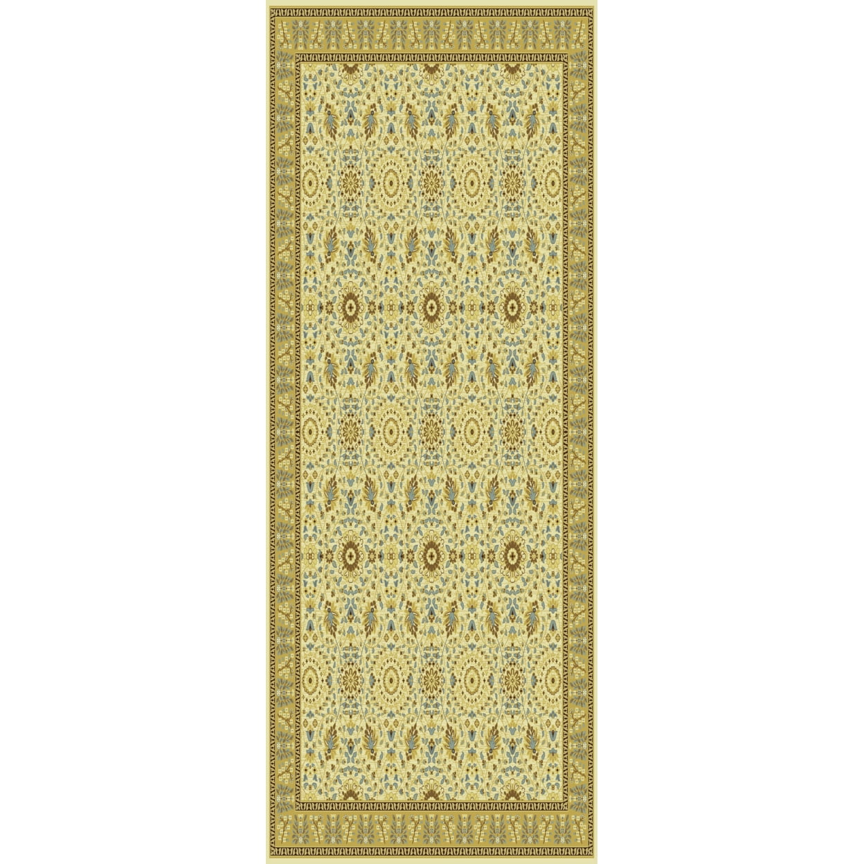 Ivory and Caramel 8' x 10' Silk Synthetic Rug