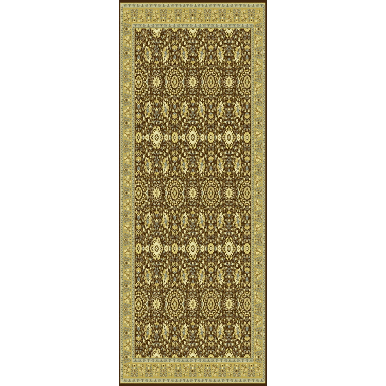 Brown and Caramel Oriental Silk 4' x 6' Rug