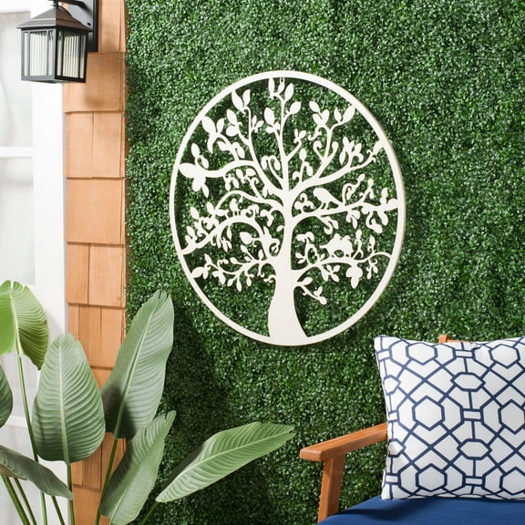 SAFAVIEH Tree of Life 31.5 in Round Wall Art, White