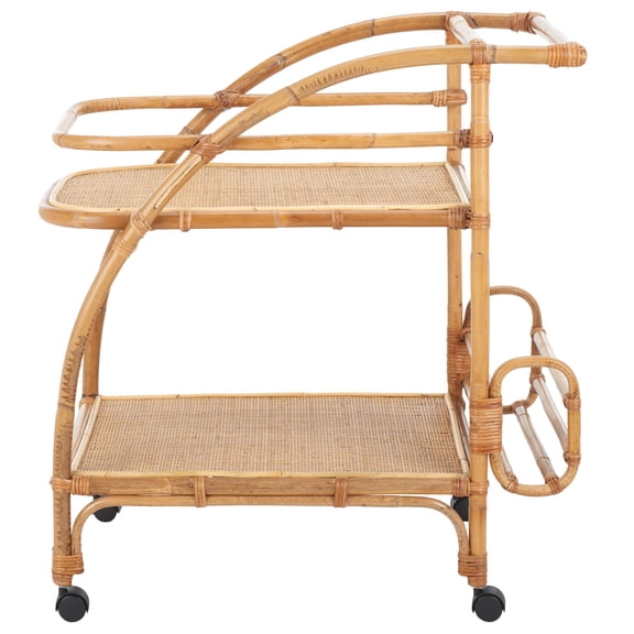 SAFAVIEH Treise Coastal Style 2 Tier Bar Cart, Natural (28.7 in. W x 18.3 in. D x 28.3 in. H)