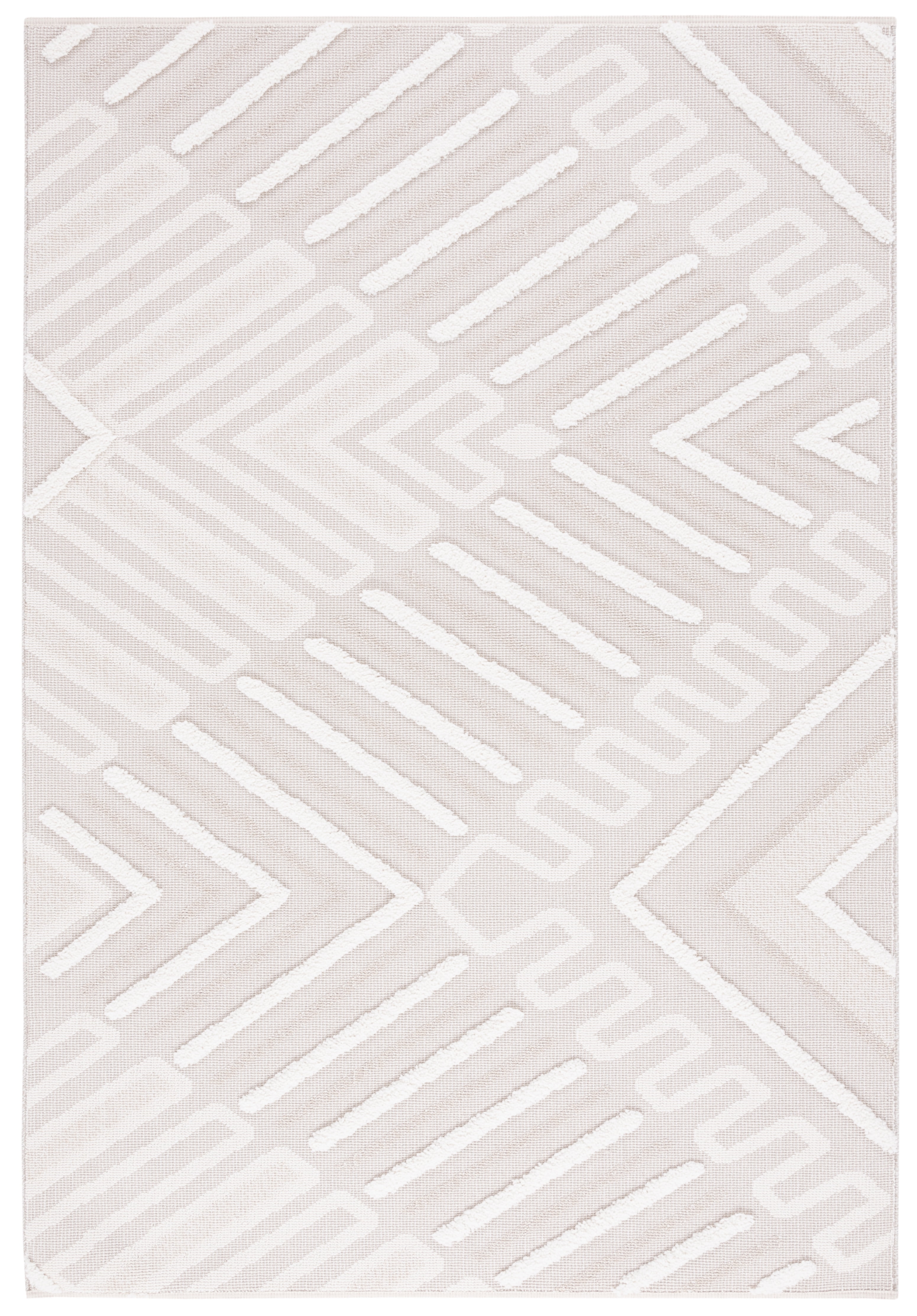 Ivory Geometric Flat Woven Synthetic 4' x 6' Area Rug