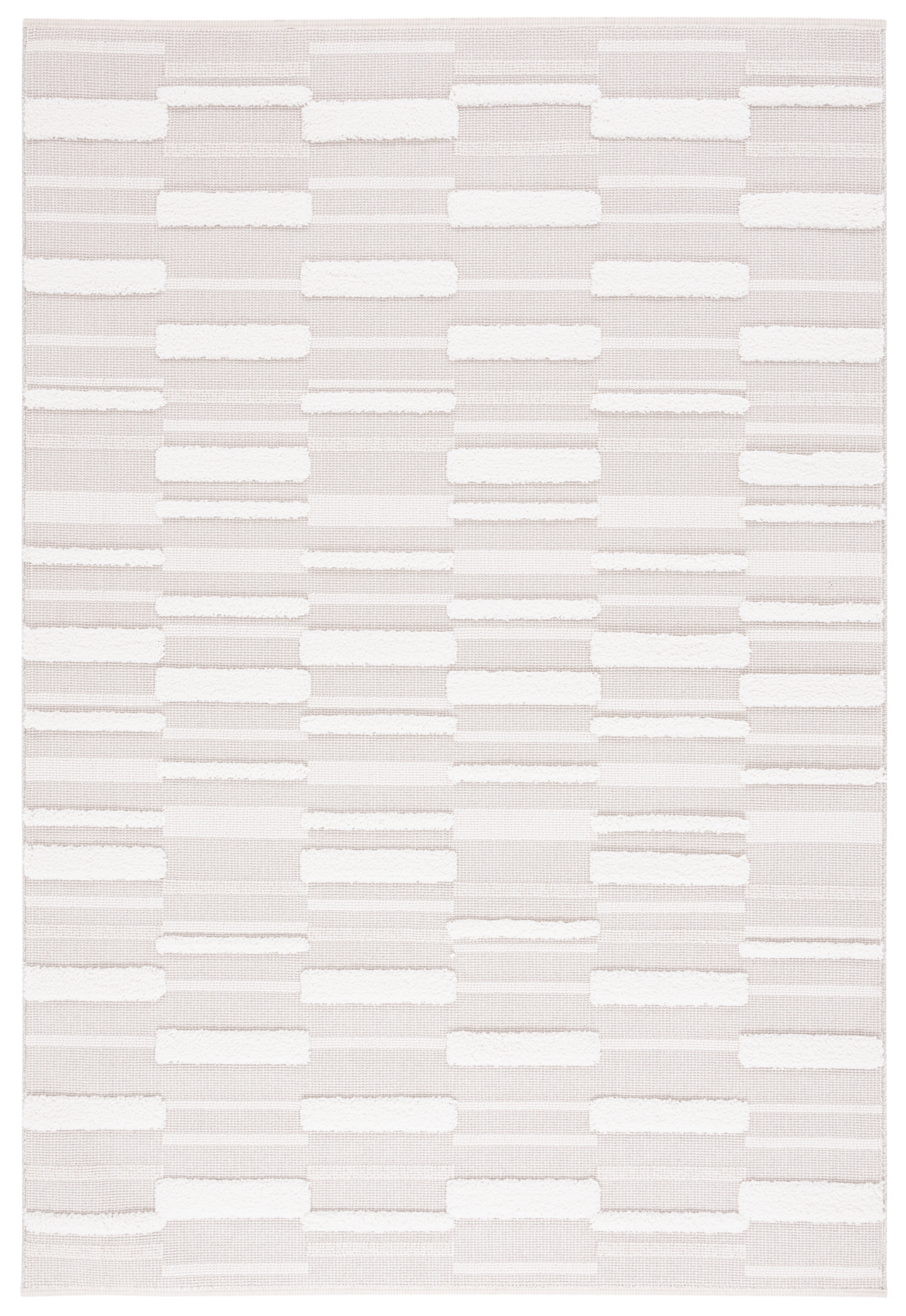 Ivory Geometric 9' x 12' Synthetic Easy Care Area Rug
