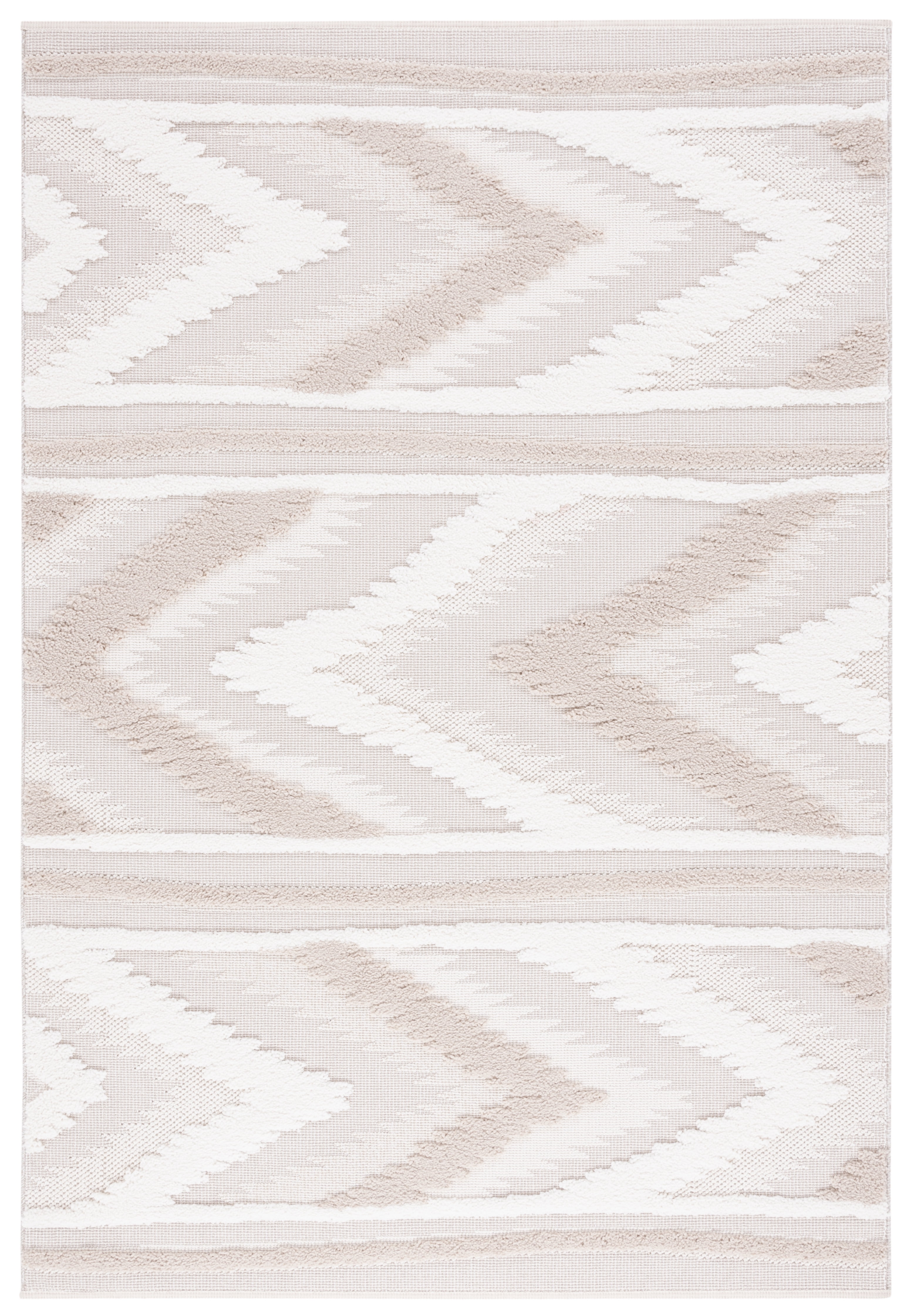 Modern Ivory Geometric 54'' Flat Woven Synthetic Area Rug