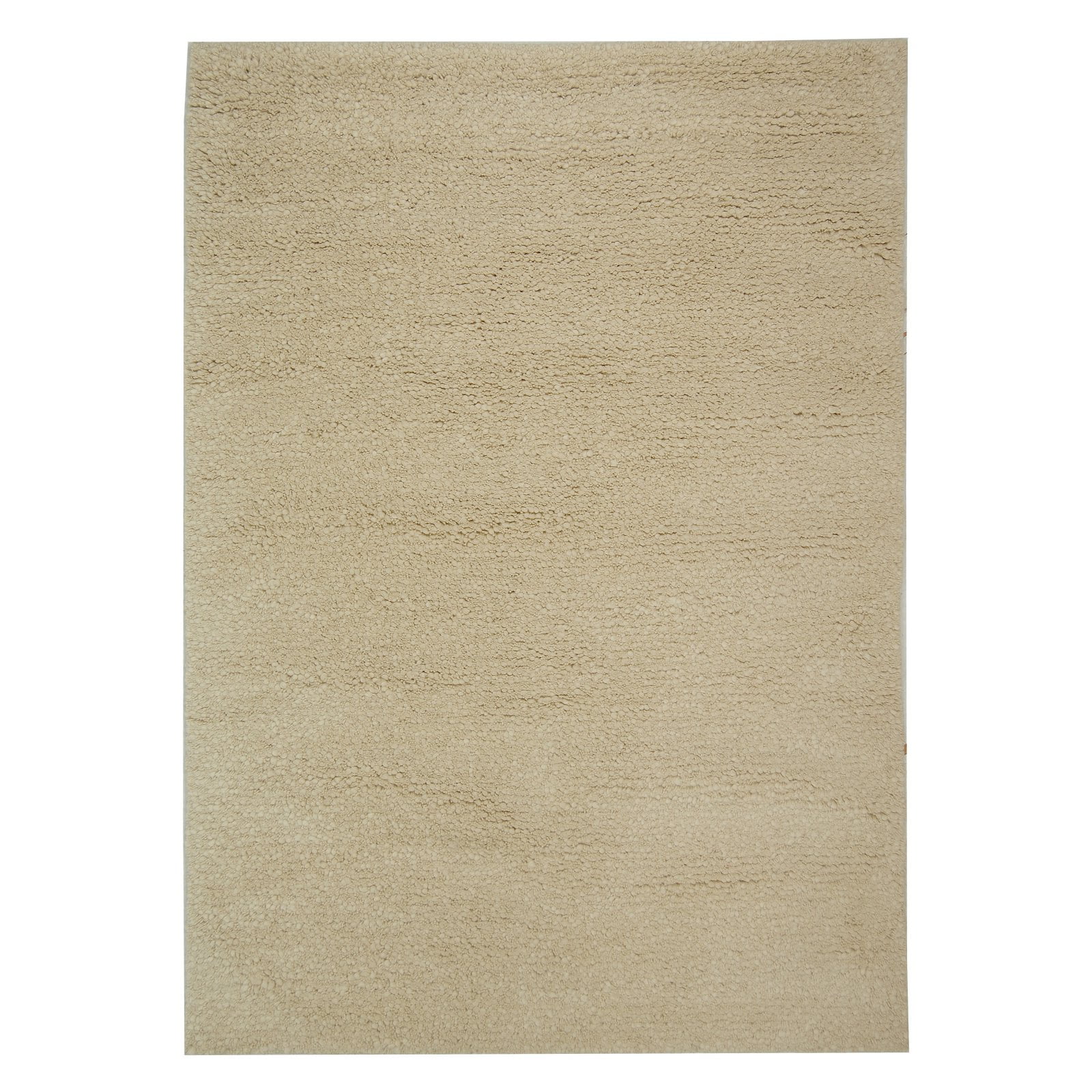 Hand-Knotted Ivory Shag Wool 4' x 6' Contemporary Area Rug