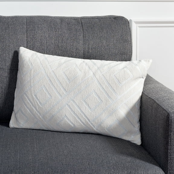 SAFAVIEH Triska Diamond Pillow, 12" x 20", Ivory