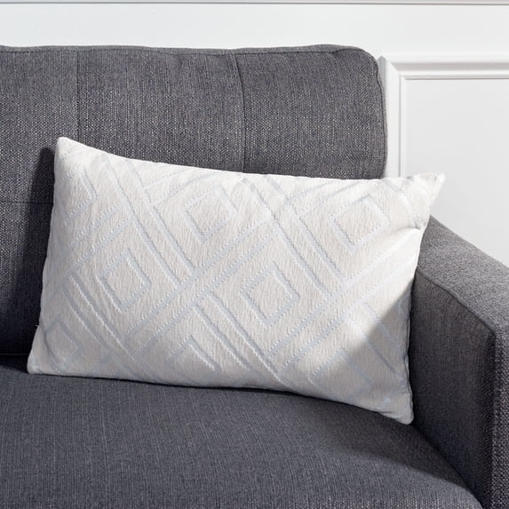 SAFAVIEH Triska Diamond Pillow, 12" x 20", Ivory