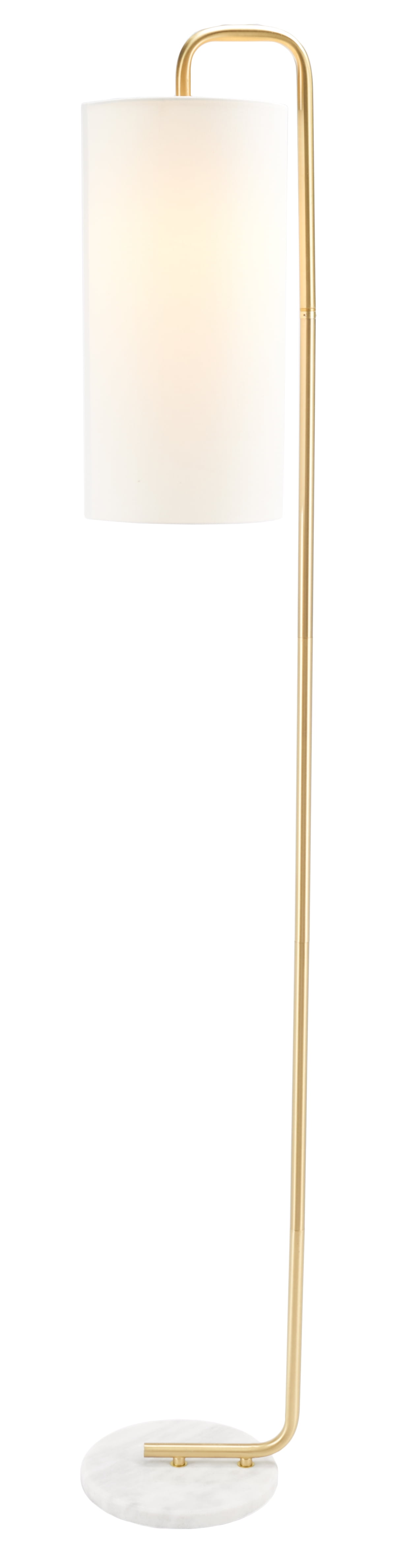 SAFAVIEH Troilus 64 in. Modern White Ceramic Floor Lamp with White Linen Shade, 7.00 x 10.00 x 64.00