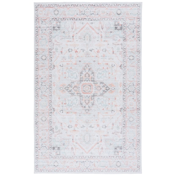 SAFAVIEH Tucson Alyx Oriental Machine Washable Area Rug, Light Grey/Light Green, 2'6" x 4'