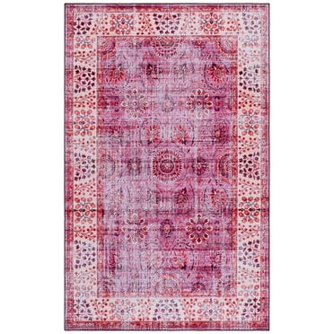 SAFAVIEH Tucson Aurbree Oriental Machine Washable Area Rug, Fuchsia/Rust, 5' x 8'