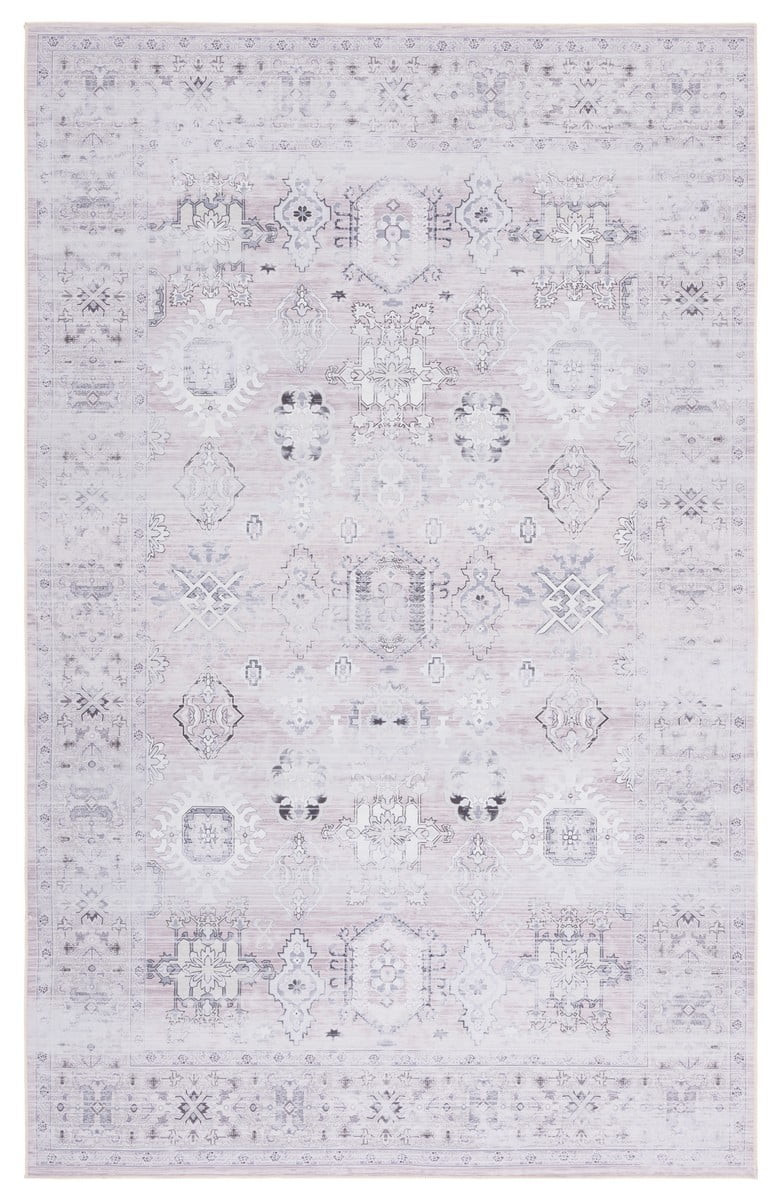 Elegant Pink/Beige Synthetic 9' x 12' Washable Area Rug