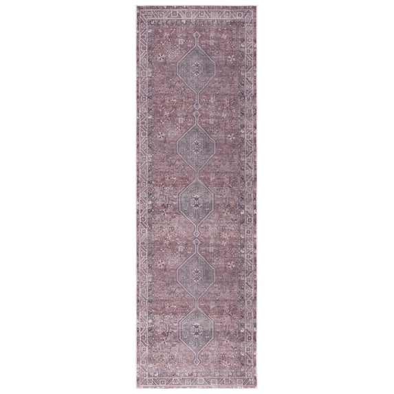 SAFAVIEH Tucson Basil Traditional Machine Washable Runner, 2'6" x 8', Light Rust/Beige