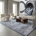 thumbnail image 1 of SAFAVIEH Tucson Beulah Oriental Machine Washable Area Rug, Blue/Charcoal, 8' x 8' Square, 1 of 14