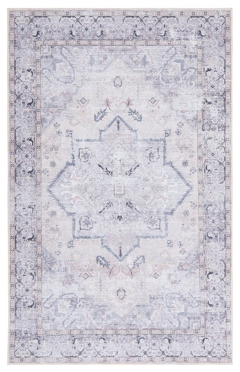 EasyCare 36'' Gray Synthetic Washable Non-Slip Rug