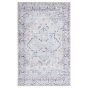 SAFAVIEH Tucson Beulah Traditional Machine Washable Area Rug, 5' x 8', Beige/Grey
