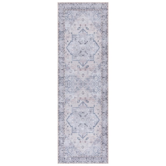 SAFAVIEH Tucson Beulah Traditional Machine Washable Runner, 2'6" x 8', Beige/Grey