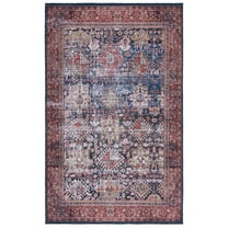 SAFAVIEH Tucson Bronagh Traditional Machine Washable Area Rug, 5' x 8', Navy/Rust