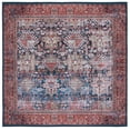 thumbnail image 1 of SAFAVIEH Tucson Bronagh Traditional Machine Washable Area Rug, 6' x 6' Square, Navy/Rust, 1 of 8