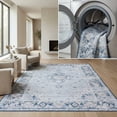 thumbnail image 1 of SAFAVIEH Tucson Brooke Traditional Machine Washable Area Rug, 6' x 6' Square, Light Blue/Navy, 1 of 15