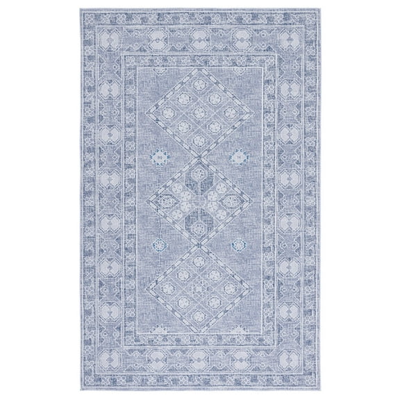 SAFAVIEH Tucson Carrie Traditional Machine Washable Area Rug, 5' x 8', Grey/Ivory