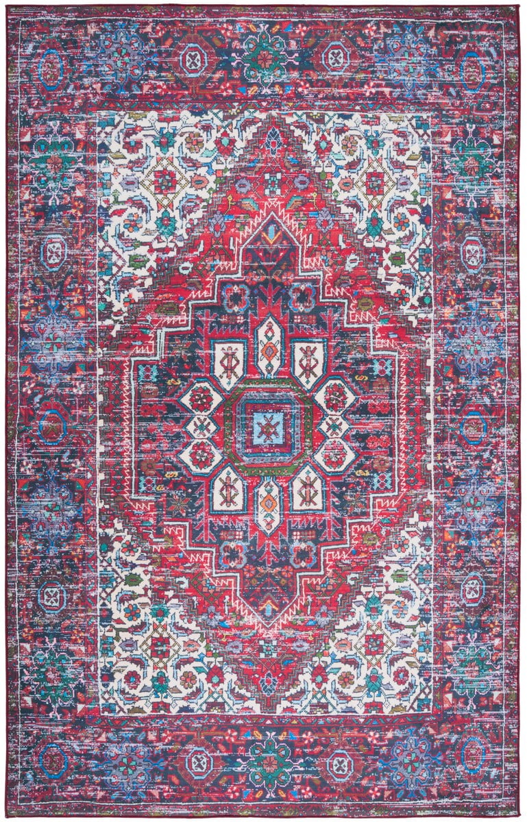 Tucson Traditional 6' x 9' Red Synthetic Rectangular Rug